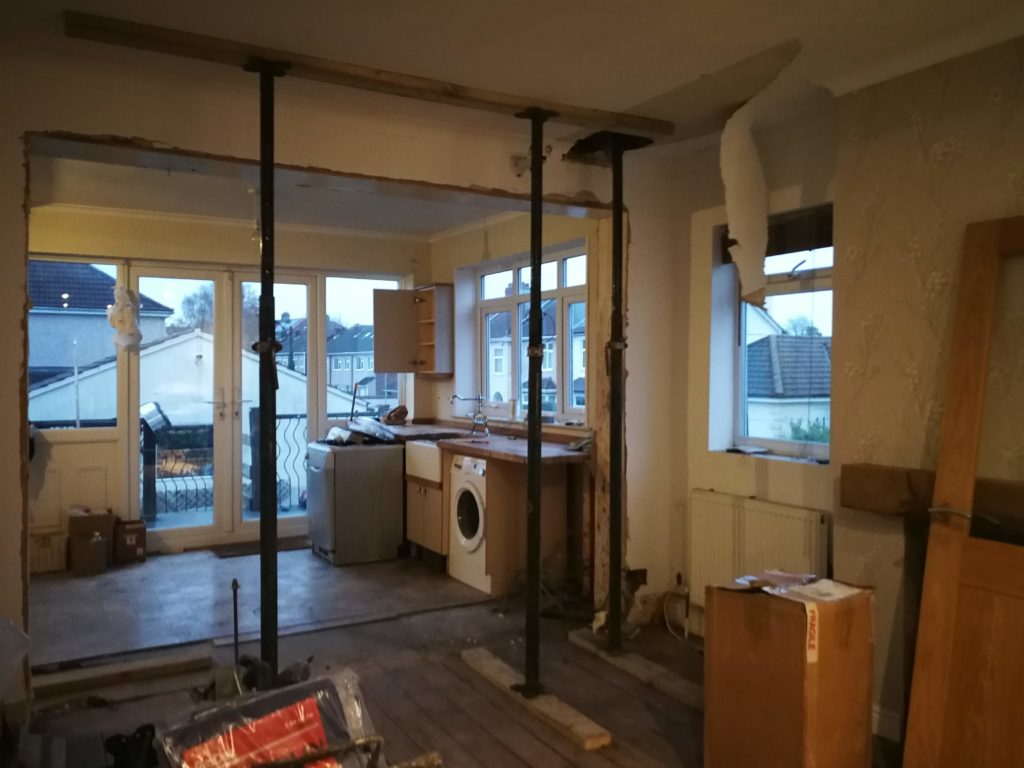 Structural works for an open plan kitchen and living room remodel
