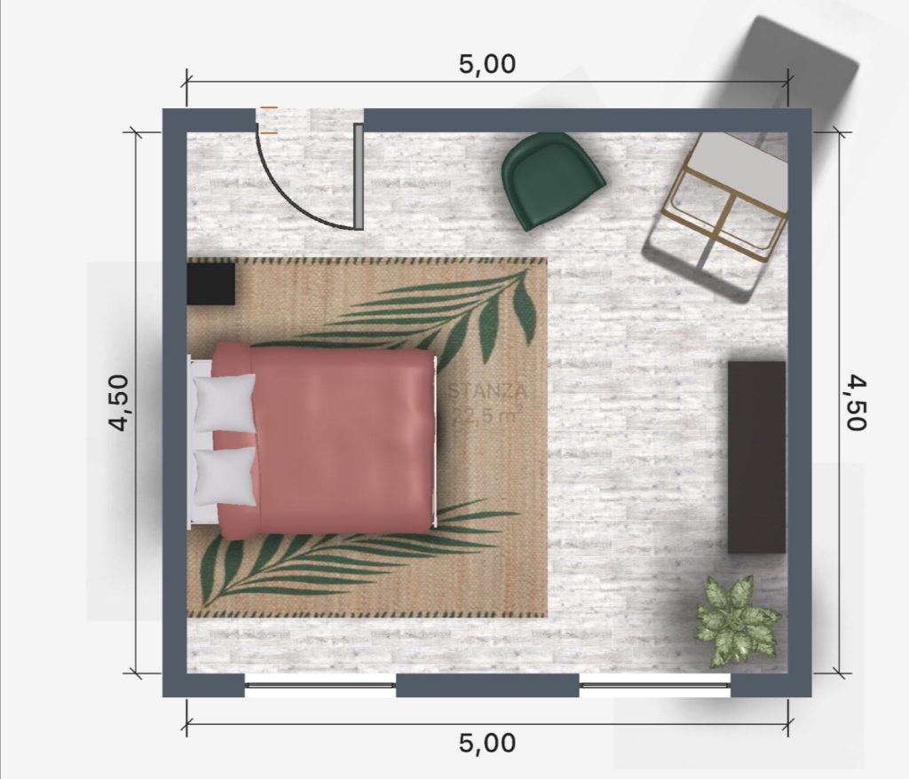 Example of a typical floorplan for a bedroom 