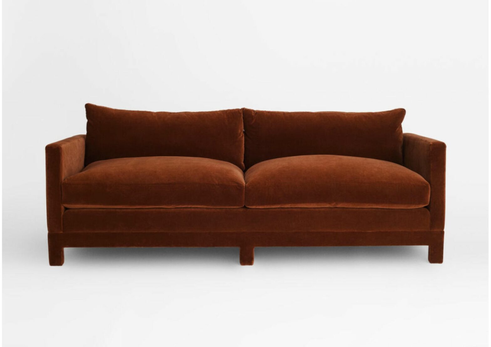 Contemporary style 3 seater sofa in forest burnt umber velvet by SOHO HOME