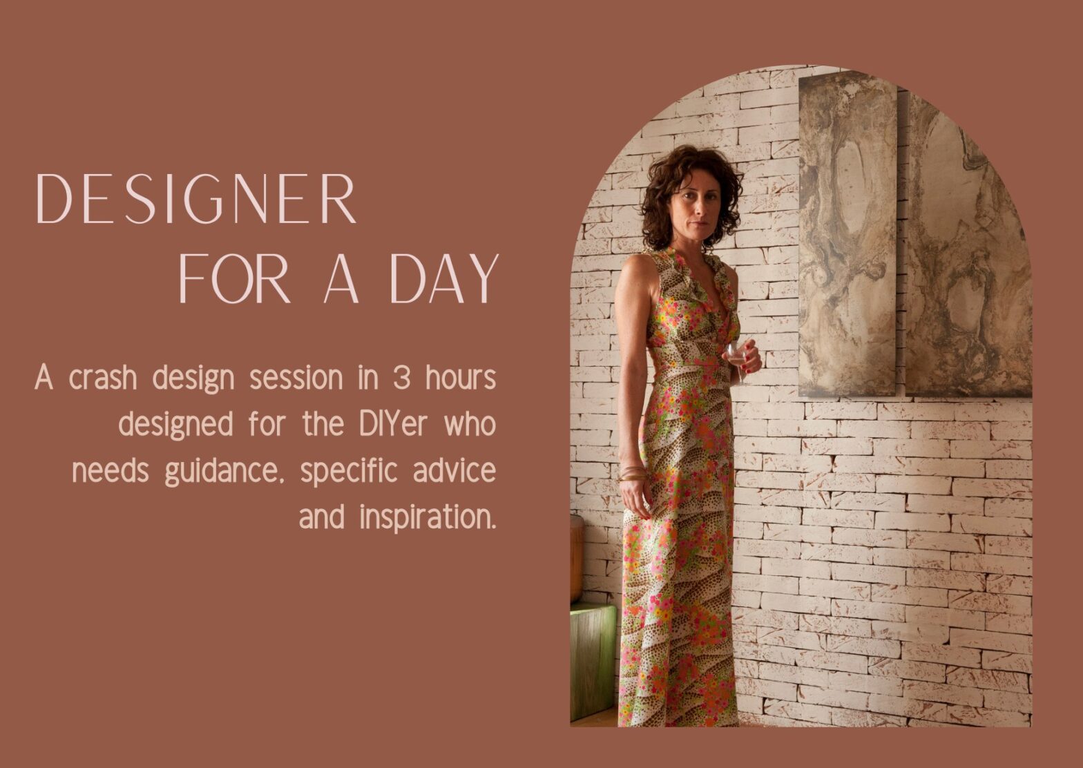 In-home design consultation flyer. A catchy caption and a photo of Marta Rossato